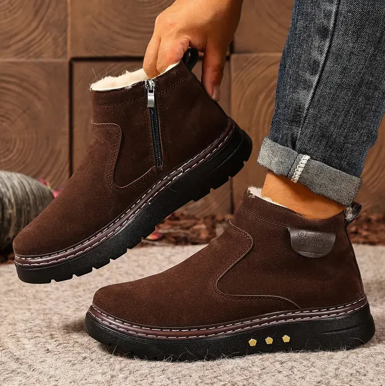 Men's Winter Ankle Boots with Fleece Lining, Cushioned Non-Slip Sole – Comfort and Warmth