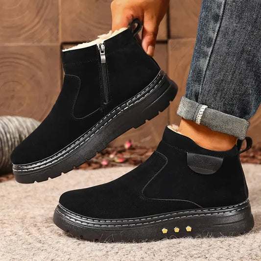 Men's Winter Ankle Boots with Fleece Lining, Cushioned Non-Slip Sole – Comfort and Warmth
