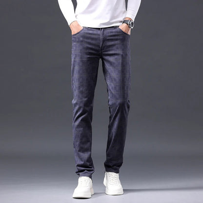 Herre bukser med tern, slim fit, med lynlås lukning