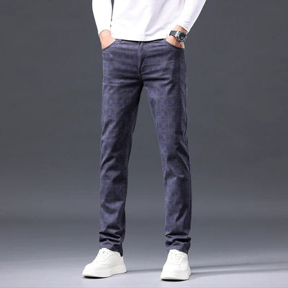 Herre bukser med tern, slim fit, med lynlås lukning
