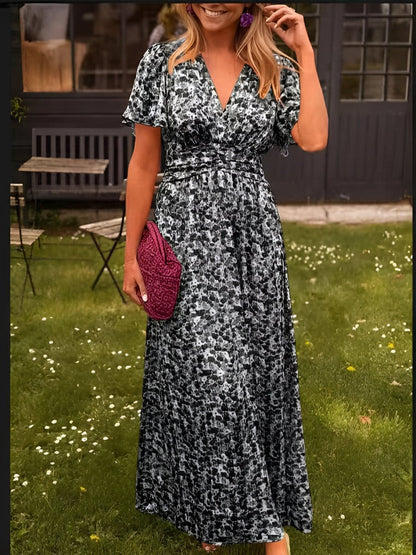 Women's Summer Dress with V-Neck and Floral Print – Elegant Everyday Wear