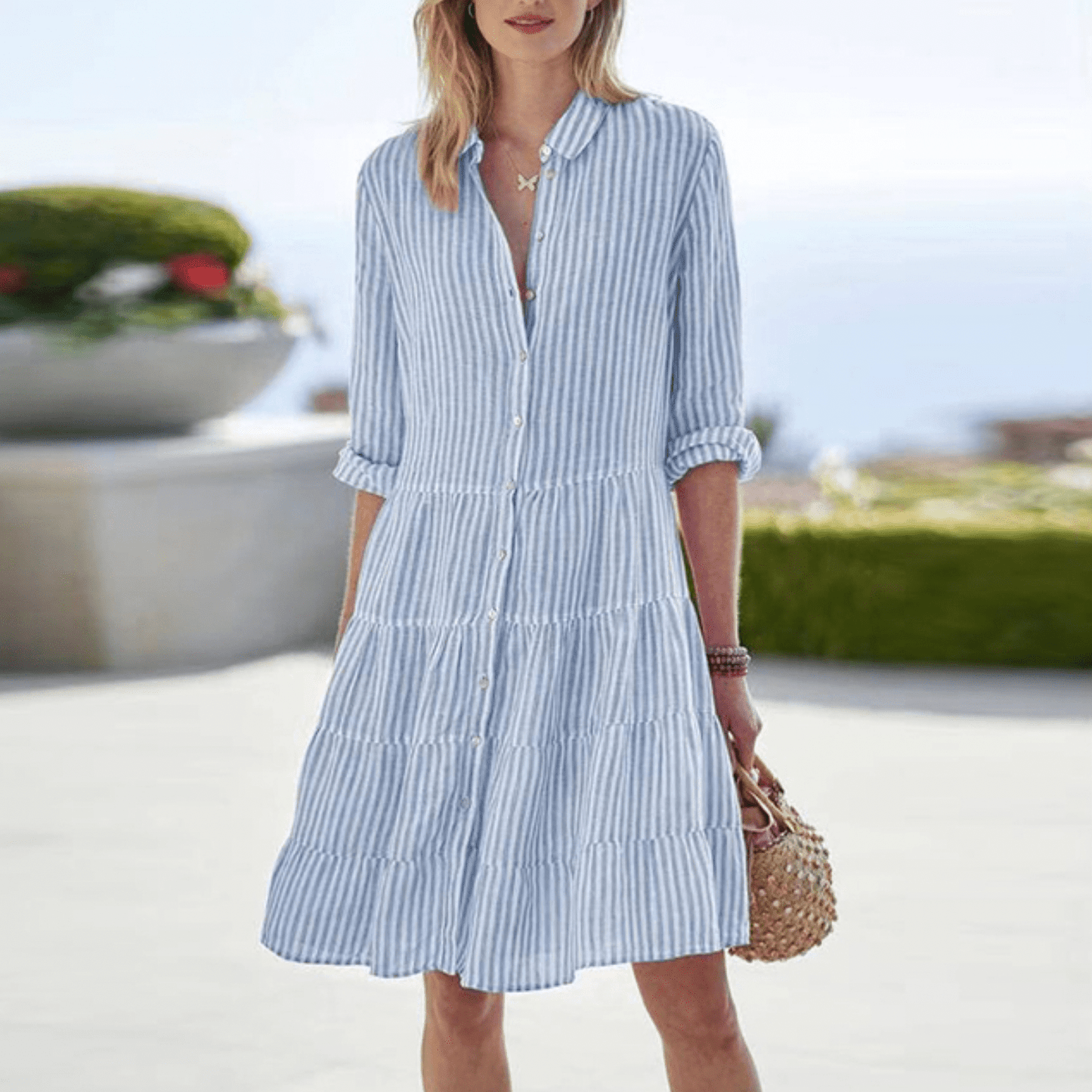 Abito Estivo Donna Linea A Motivo a Righe