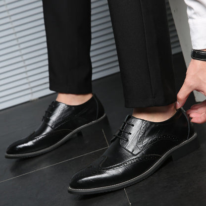 Men's Dress Shoes, Brogue Style with Decorative Perforations and Reinforced Heel.