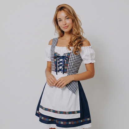 Dirndl i tern med tørklæde, sæt med 2 dele til Oktoberfest