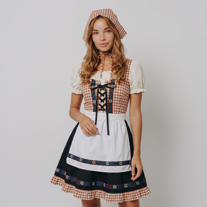 Dirndl i tern med tørklæde, sæt med 2 dele til Oktoberfest