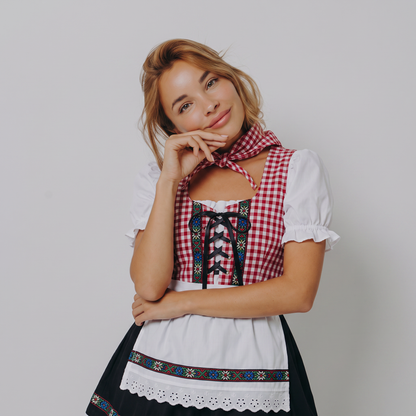 Dirndl i tern med tørklæde, sæt med 2 dele til Oktoberfest