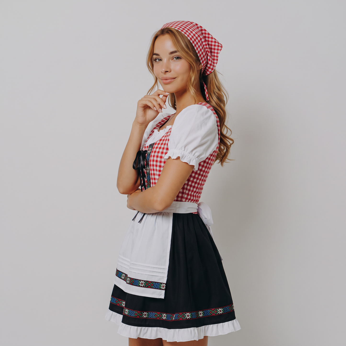 Dirndl i tern med tørklæde, sæt med 2 dele til Oktoberfest