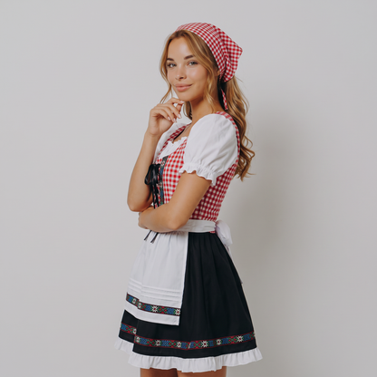 Dirndl i tern med tørklæde, sæt med 2 dele til Oktoberfest