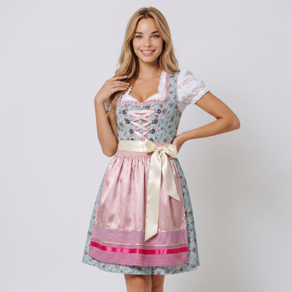 Dirndl med blondebluse og forklæde, sæt med 3 dele til Oktoberfest