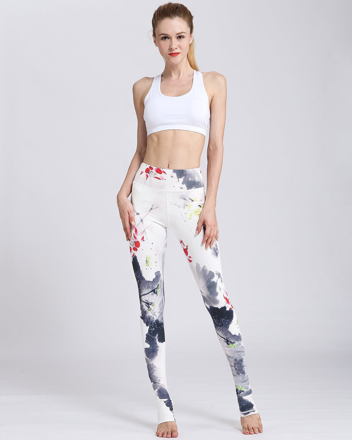 Leggings Donna a Vita Alta con Stampa Floreale – Stile Sportivo e Casual