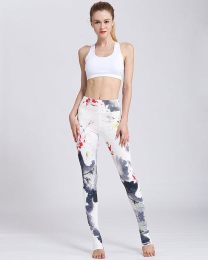 Leggings Donna a Vita Alta con Stampa Floreale – Stile Sportivo e Casual