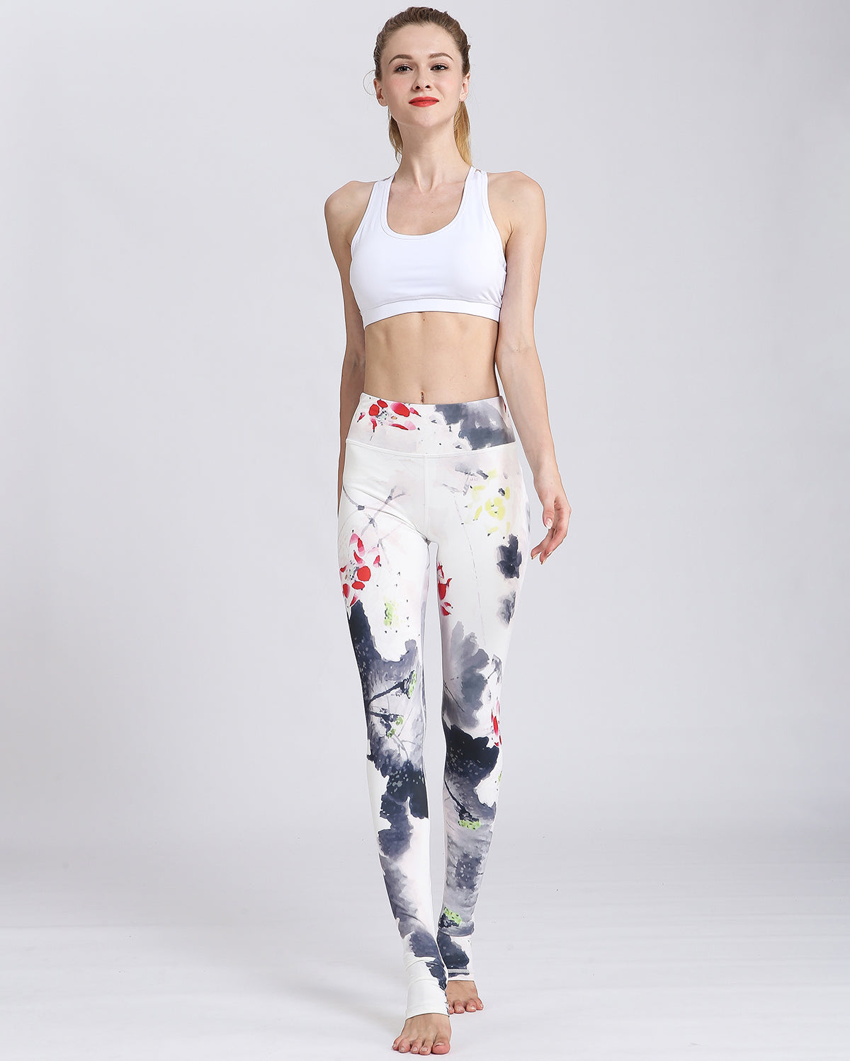 Leggings Donna a Vita Alta con Stampa Floreale – Stile Sportivo e Casual