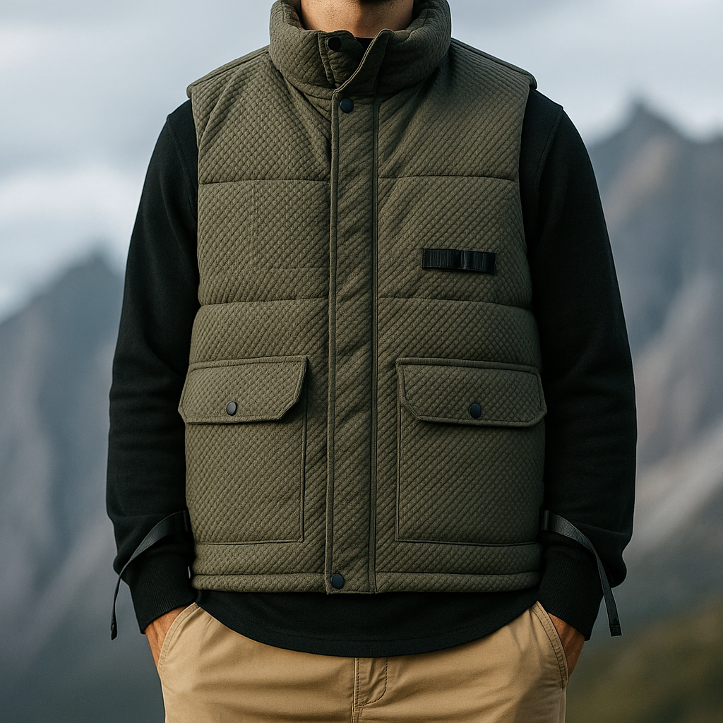 Gilet Uomo Invernale con Collo Alto, Isolante e Idrorepellente con Tasche – Stile Outdoor Funzionale