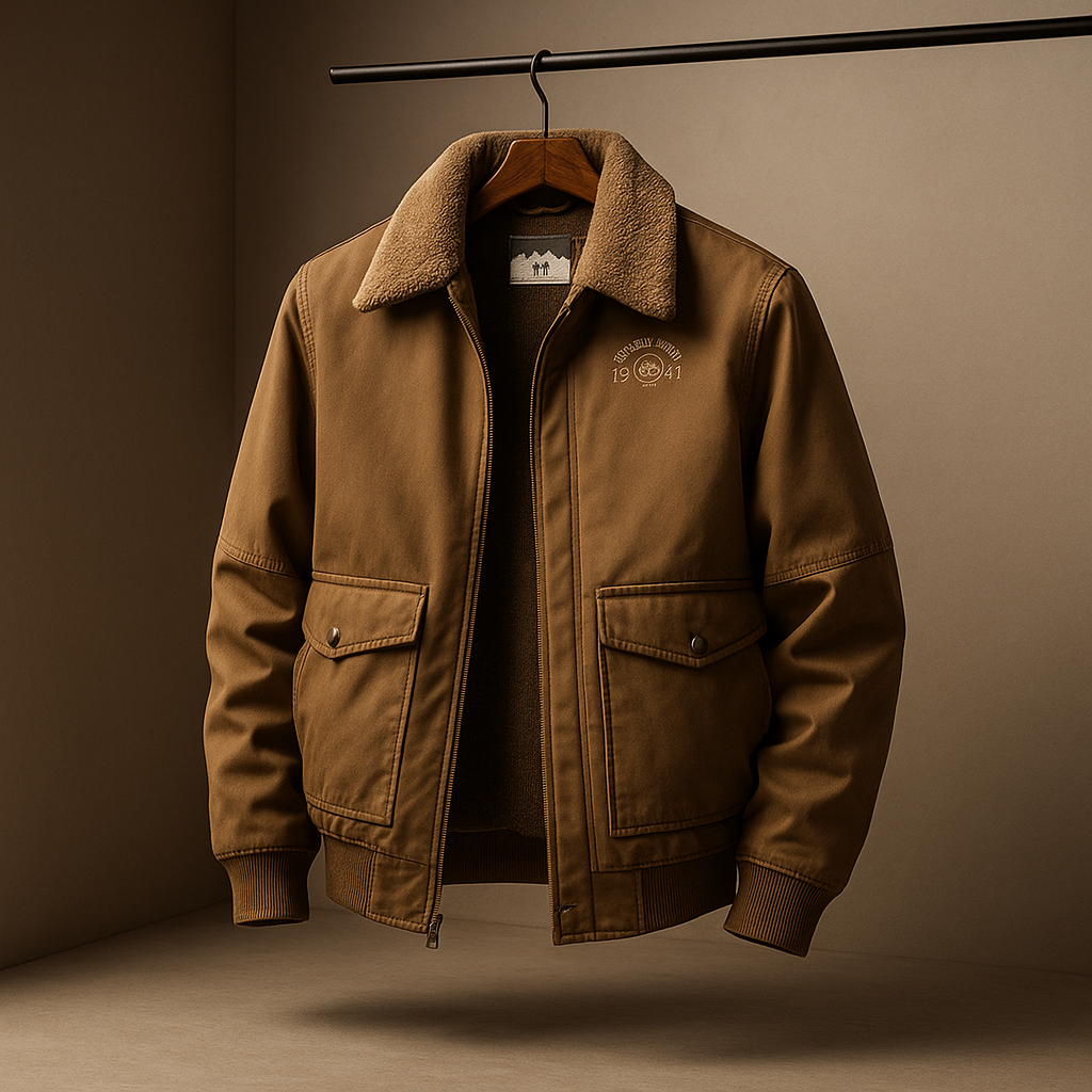 Giacca Aviator Uomo Invernale con Tasche con Cerniera – Stile Classico – Pelliccia Look