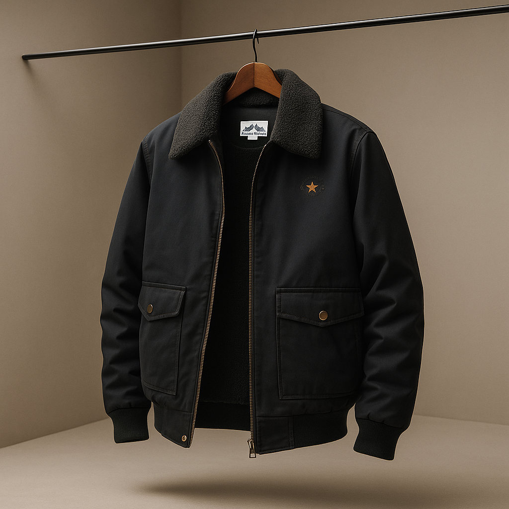 Giacca Aviator Uomo Invernale con Tasche con Cerniera – Stile Classico – Pelliccia Look