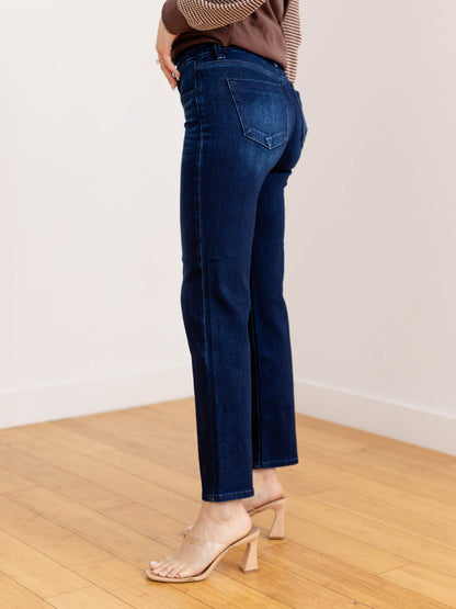 Jeans para mujer de talle medio, pierna recta, largo hasta el tobillo – Estilo jeans