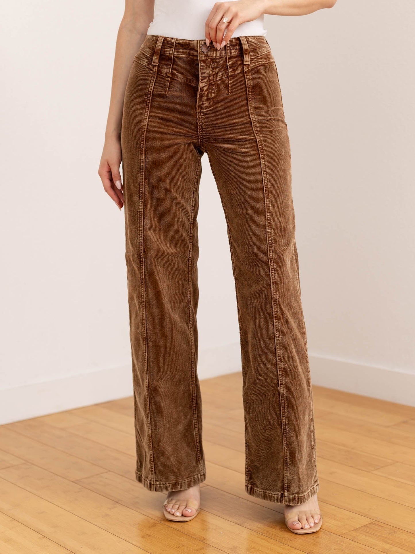 High-Waisted Women's Pants, Straight Leg with Front Yoke and Zip Closure – Pants Style