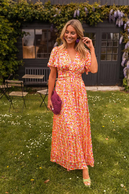 Women's Summer Dress with V-Neck and Floral Print – Elegant Everyday Wear