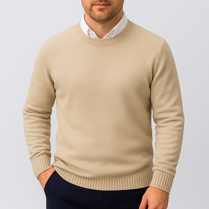 Maglione Uomo Slim Fit Girocollo con Polsini a Costine – Design Essenziale