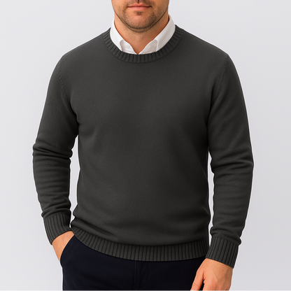 Maglione Uomo Slim Fit Girocollo con Polsini a Costine – Design Essenziale
