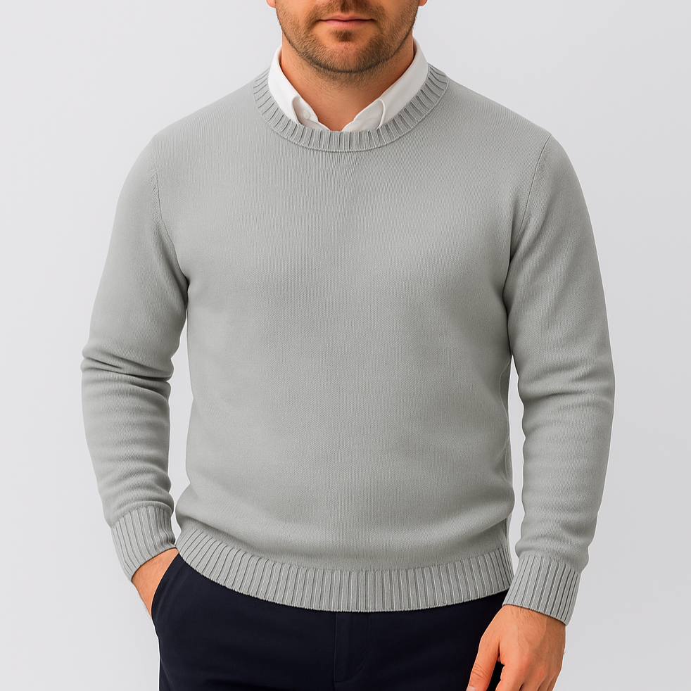 Maglione Uomo Slim Fit Girocollo con Polsini a Costine – Design Essenziale