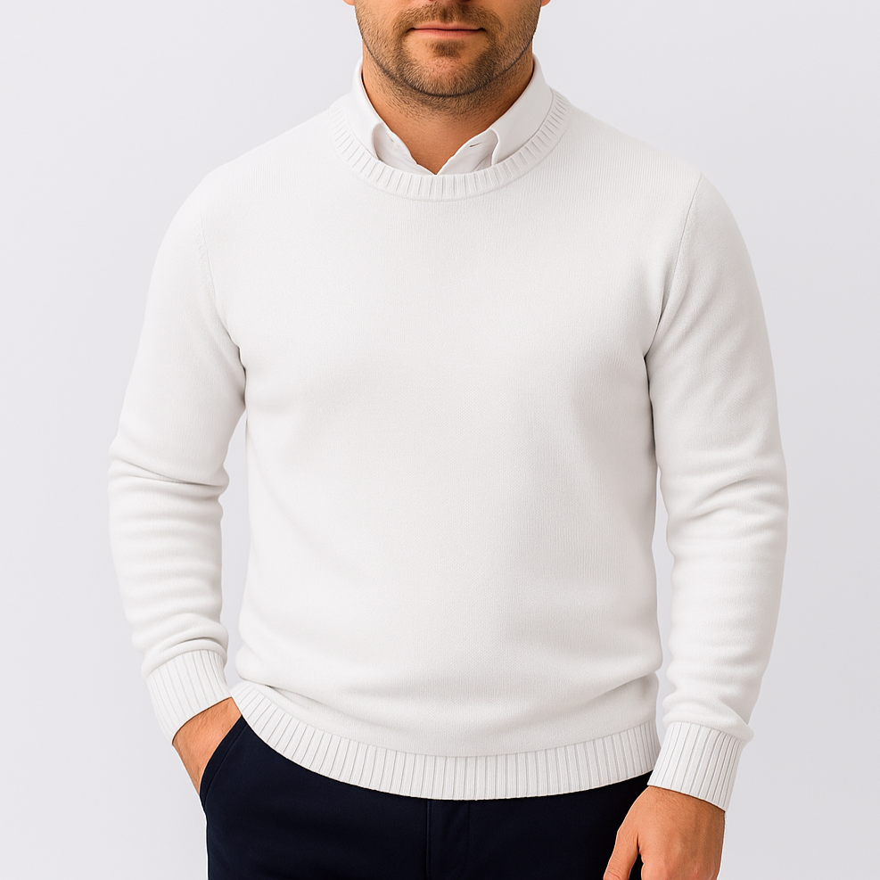 Maglione Uomo Slim Fit Girocollo con Polsini a Costine – Design Essenziale