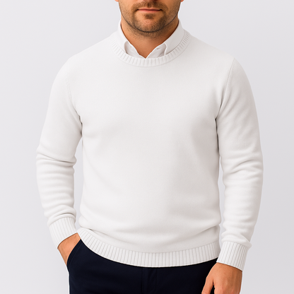 Maglione Uomo Slim Fit Girocollo con Polsini a Costine – Design Essenziale