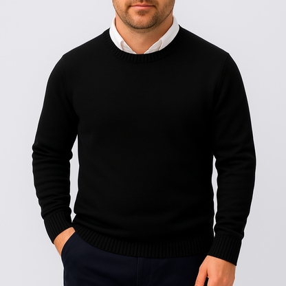 Maglione Uomo Slim Fit Girocollo con Polsini a Costine – Design Essenziale