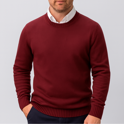 Maglione Uomo Slim Fit Girocollo con Polsini a Costine – Design Essenziale