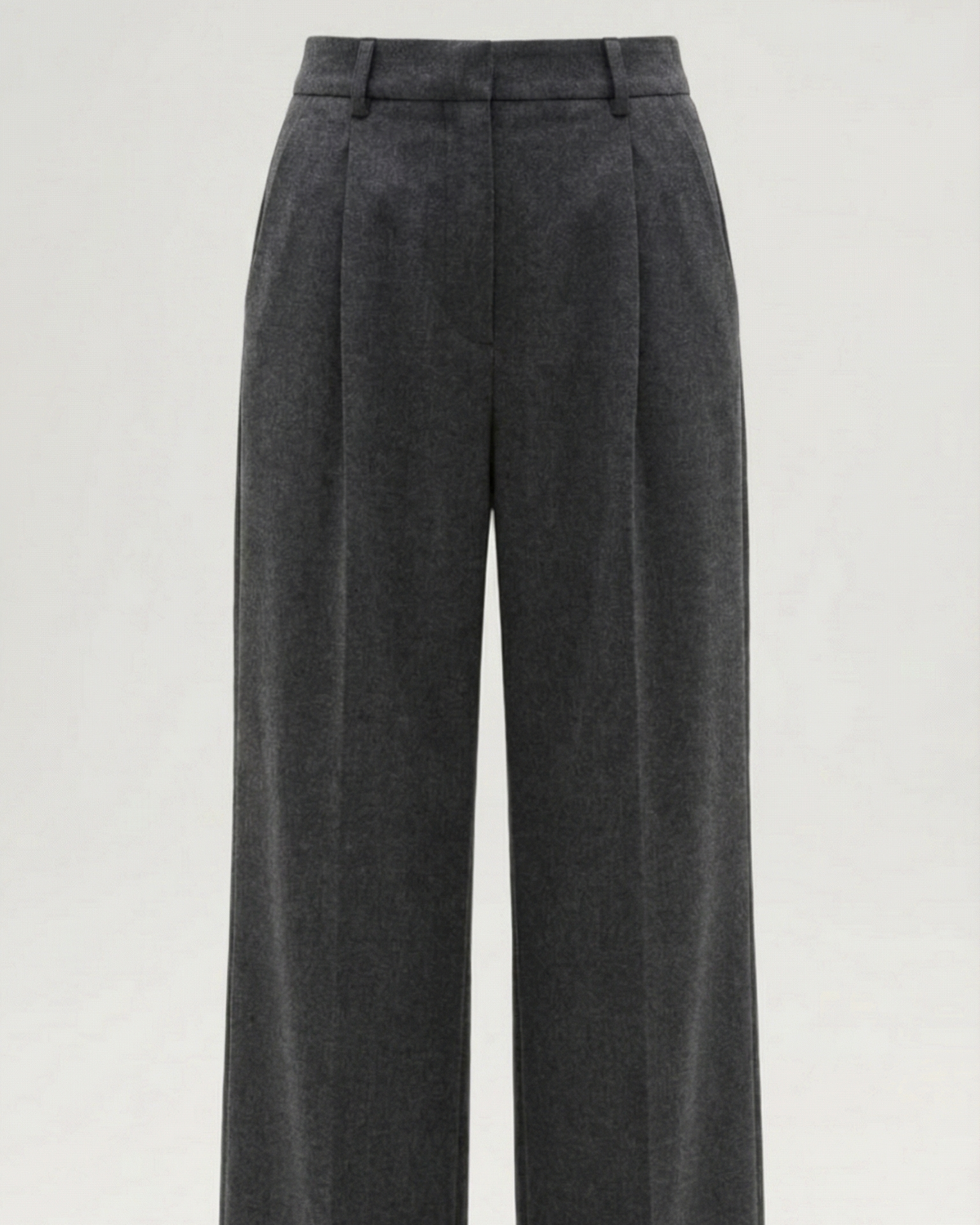 Women's Wide-Leg Trousers with Pleats, Mid-Rise Waist, and Straight Cut