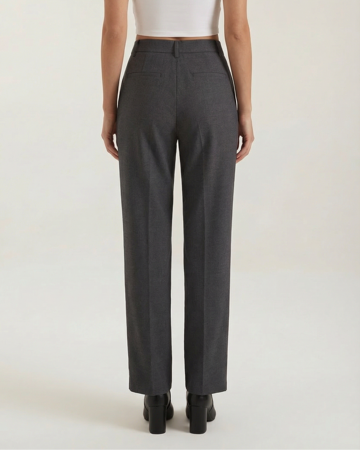 Women's Wide-Leg Trousers with Pleats, Mid-Rise Waist, and Straight Cut
