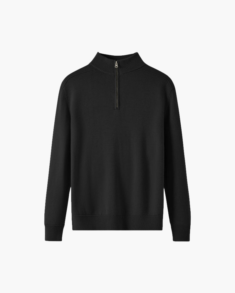 Maglione Uomo con Mezza Zip, Collo Alto, Polsini e Orlo a Costine – Maglia Style