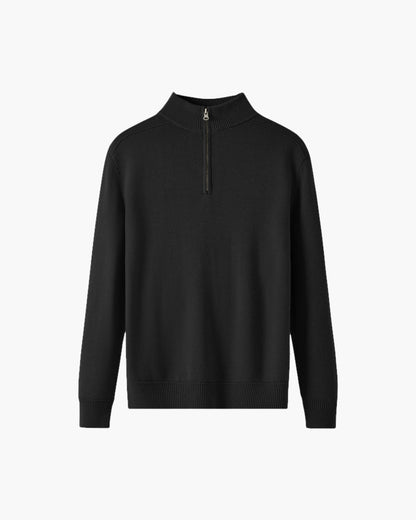 Maglione Uomo con Mezza Zip, Collo Alto, Polsini e Orlo a Costine – Maglia Style