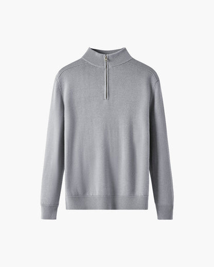 Maglione Uomo con Mezza Zip, Collo Alto, Polsini e Orlo a Costine – Maglia Style