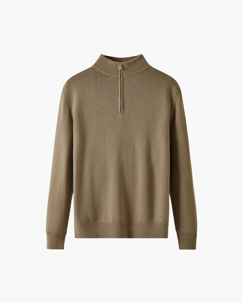 Maglione Uomo con Mezza Zip, Collo Alto, Polsini e Orlo a Costine – Maglia Style