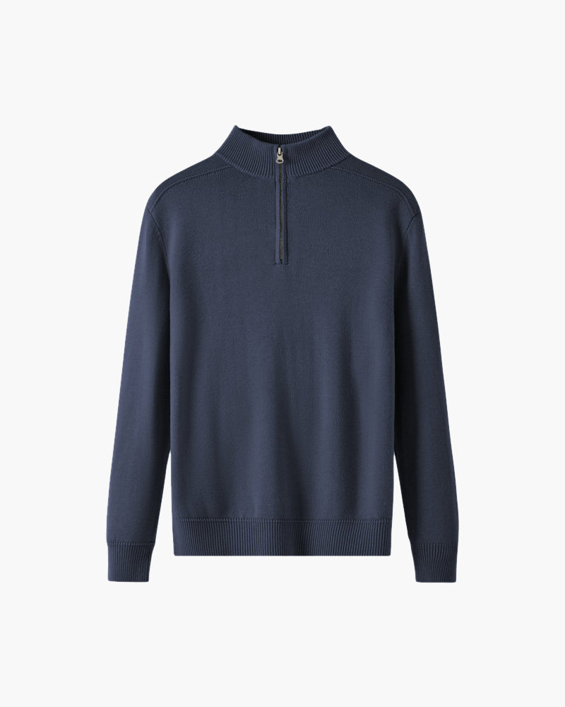 Maglione Uomo con Mezza Zip, Collo Alto, Polsini e Orlo a Costine – Maglia Style