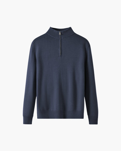 Maglione Uomo con Mezza Zip, Collo Alto, Polsini e Orlo a Costine – Maglia Style