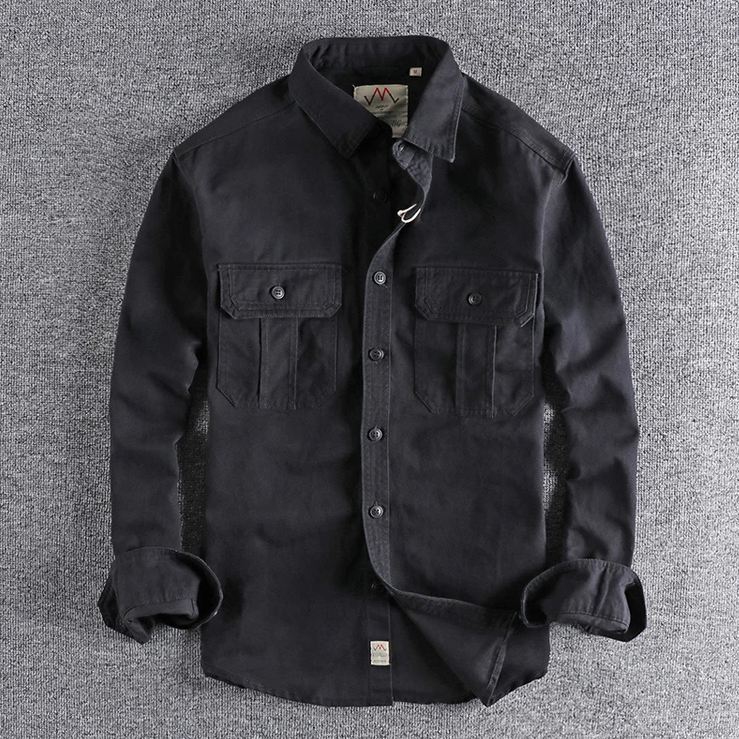 Camicia da Uomo con Bottoni e Tasche sul Petto Design Funzionale