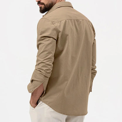 Camicia da Uomo a Maniche Lunghe, Vestibilità Sartoriale e Doppie Tasche