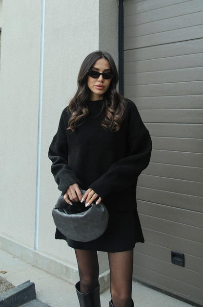 Women's Two-Piece Set with Oversized Sweater and Slim Skirt