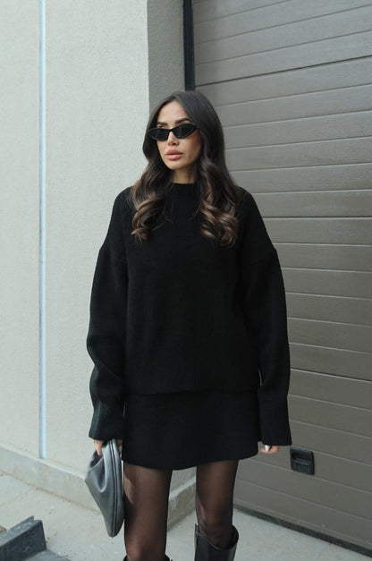 Women's Two-Piece Set with Oversized Sweater and Slim Skirt