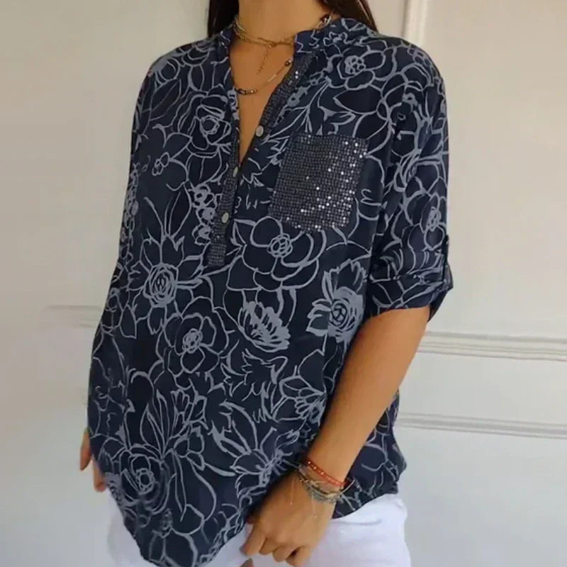 Camicetta Donna con Stampa Floreale e Vestibilità Comoda – Stile Elegante