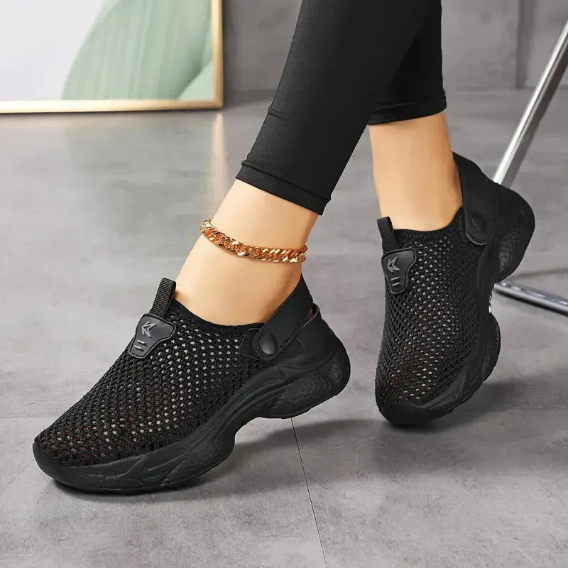 Women's Summer Mesh Sneakers with Adjustable Buckle – Breathable and Lightweight