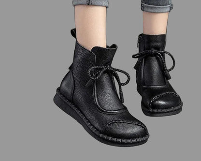 Mocassini Artigianali da Donna con Zip Laterale e Tacco Basso