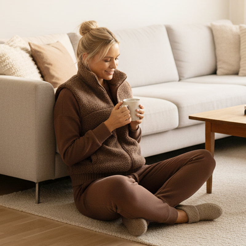 Women's Winter 3-Piece Set: Top, Wide-Leg Pants, and Vest
