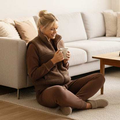 Women's Winter 3-Piece Set: Top, Wide-Leg Pants, and Vest