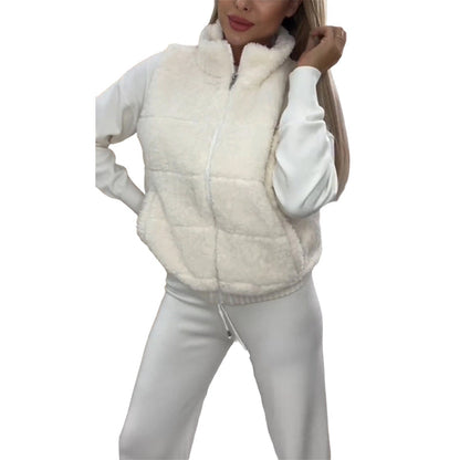 Women's Winter 3-Piece Set: Top, Wide-Leg Pants, and Vest