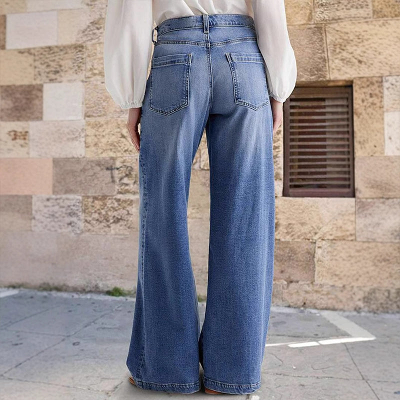 Women's Wide Leg High Waist Vintage Effect Jeans