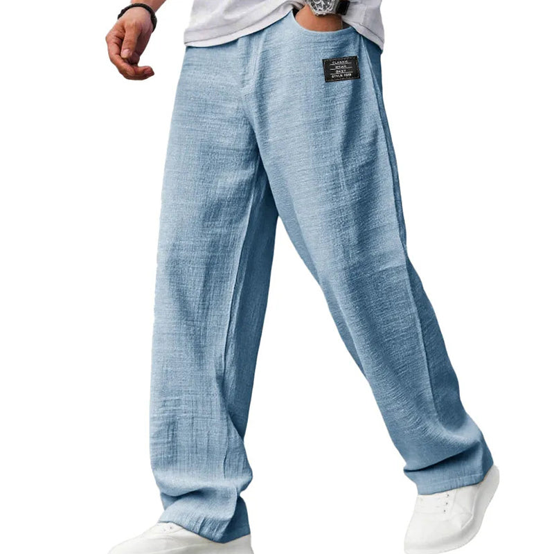 Pantaloni Uomo a Gamba Dritta con Tasche Laterali – Vestibilità Ampia