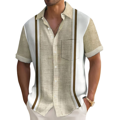 Camisa de hombre estilo resort a rayas, con botones y corte holgado